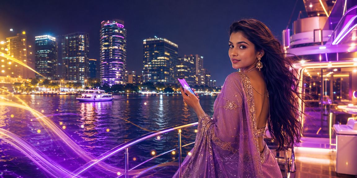 ঢাকায় মোবাইল পেমেন্টে নতুন গেম শুরুর দৃশ্য — নিয়ন আলোকিত পরিবেশ